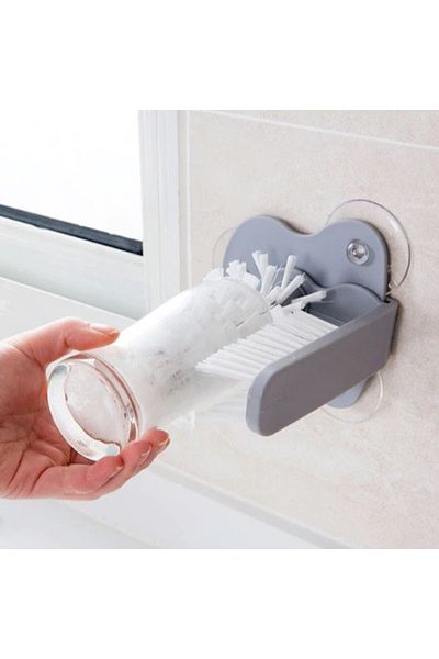 OEM Double brush for washing dishes, glasses, jars, interior/exterior, suction cup attachment
