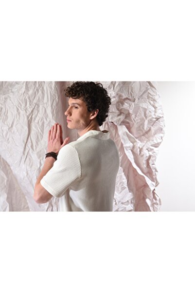 PROLET Gabardine V-Neck Detailed Men's Waffle T-Shirt