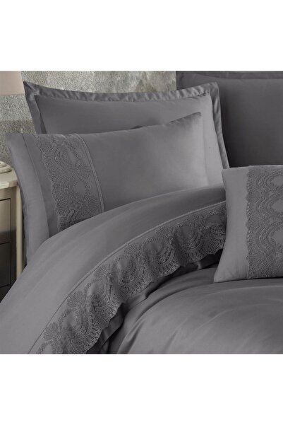 Clasy 100% Cotton Satin Laced Double Duvet Cover Set Valinor