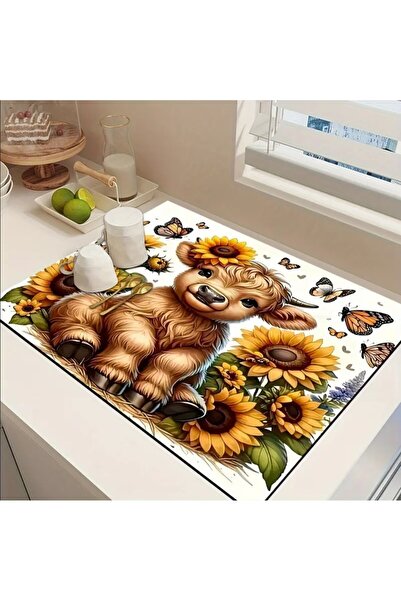 sgeteknoloji 55 CM x 45 CM YAYLA İNEĞİ VE AYÇİÇEĞİ TASARIMI TEZGAH ÜSTÜ BULAŞ...