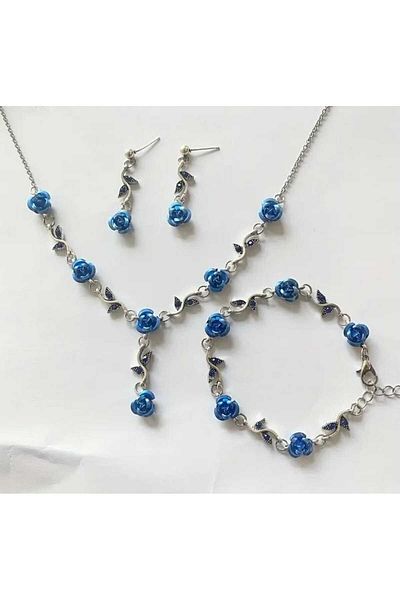 Beyna Rose Gold Plated Crystal Stone Necklace Earrings Bracelet Set Gift Set Gift for Lover Gift for Mother