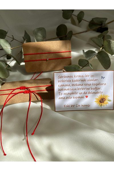 sabiha aksesuar Red String Luck Bracelet , Couple Bracelet (with Note)