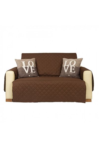 BOEM Quilted 2-seater sofa cover, reversible, 140 x 210 cm, Ralex Pucioasa, Brown/Beige