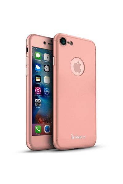 BOEM Ipaky Iphone 7 Full Cover 360 + tempered glass film, Pink - Gold