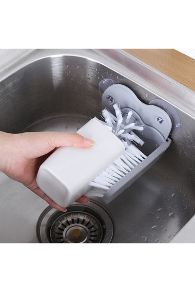 OEM Double brush for washing glasses and containers, suction cup attachment