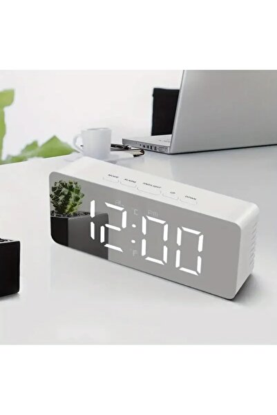 HOBİPİX Aynalı Çalar Saat Alarm Takvim Led Dijital Masa Saati