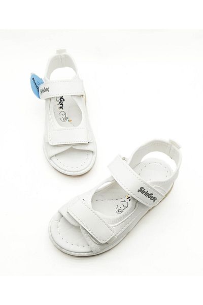 GDT Ayakkabı Cute Young Orthopedic Sole White Color Banded Velcro Boys Sandals