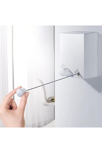 BOEM Retractable clothes dryer, Stainless steel cable, Wall mount / glue stick, 4m, Black