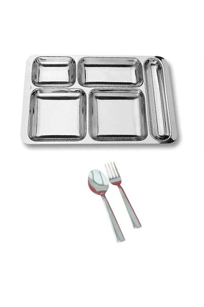 Becenhouse 3 Piece Picnic Breakfast Metal Table D'Hôte Set (1 Table D'Hôte, 1 Fork, 1 Spoon)