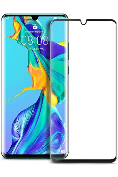 BOEM Folie de sticlă FULL GLUE pentru Huawei P30, GloMax 5D Negru, lipici pe ...