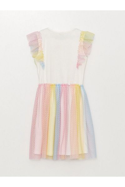 LC Waikiki Crew Neck Printed Girl's Dress