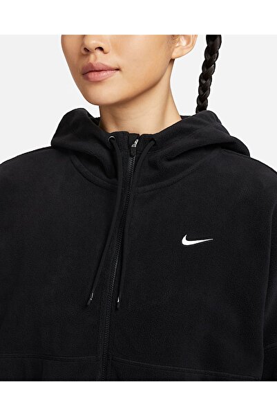 Nike Therma-Fit One Oversized Fleece Full-Zip Hoodie Fermuarlı Siyah Kadın Sweatshirt