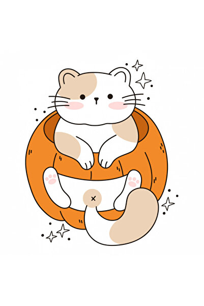 INOVATIX Σετ 8 τεμαχίων, αυτοκόλλητο γάτας μέσα σε κολοκύθα, INOVATIX®. 6 εκ.