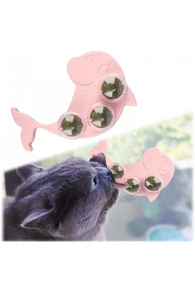 Jognee Catnip Toy Set With 3 Balls, Plastic, Pink/green, 18.1 X 12.1 X 1.1 Cm