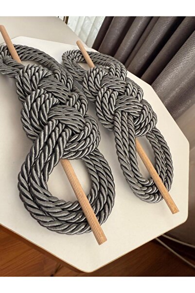 Üçbey Anthricite Colored Curtain Buckle Curtain Ornament Curtain Holder Tulle Curtain Braçol Set (2 Pcs)