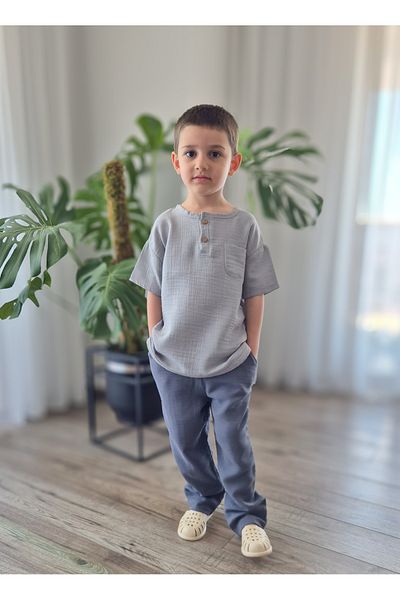 My Baby's World Natural Shirt Muslin Trousers Set (Age 2-8) Mtye0059