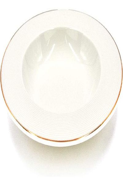 QUALITIER Soup Plate Gold - White Line 23cm