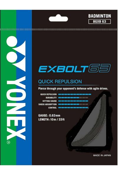 YONEX EXBOLT -63 YONEX QUICK REPULSION BADMINTON RACKET STRING (BLACK)