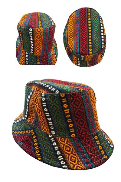 GRANDSTORE Quality Fabric Woven Local Pattern Beach Hat