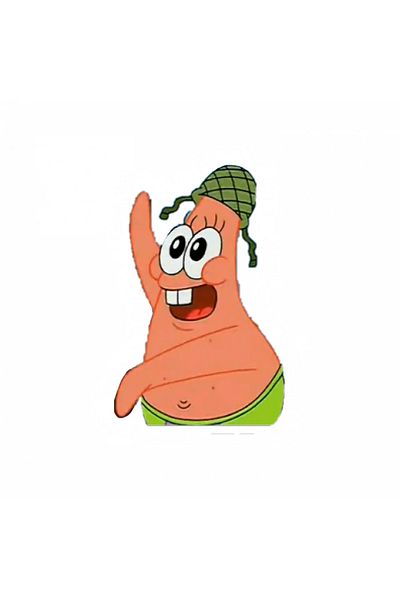 INOVATIX Set de 8, autocolant Patrick Star fericit cu pălărie meme, INOVATIX®. 6 cm