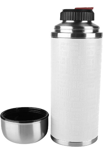 emsa 515716 Senator Safe Loc Insulated Flask 1.0L – White with Silicone Sleeve, Leak-Proof