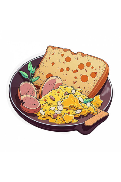 INOVATIX Set de 8 piese, autocolant Omletă cu pâine prăjită, INOVATIX®. 6 cm