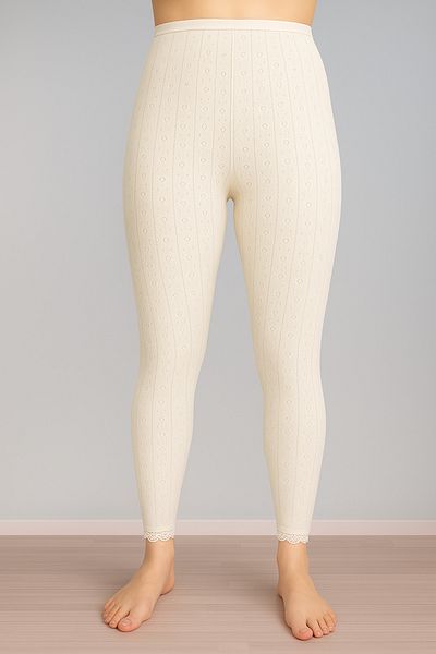 Altınay Women's Jacquard Lace Detailed Leggings - 90% Cotton (Lilitime)