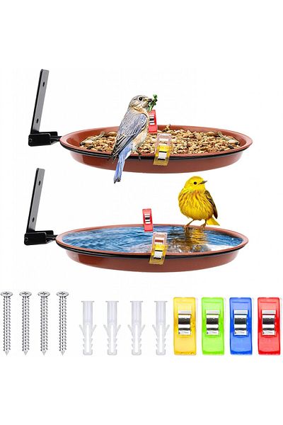 Jognee Set of 2 Jognee bird feeders, metal/polypropylene, brown/black, 17 x 1.39 cm