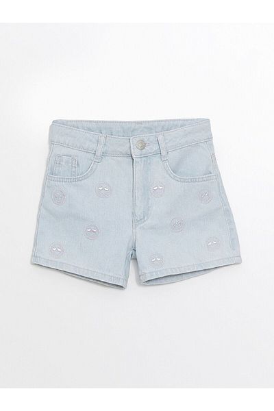 LC Waikiki Pantaloni scurți de jeans pentru fete brodați