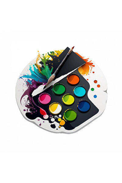 INOVATIX Set de 8 piese, paletă pictură autocolante cu pensulă dublă, INOVATIX®. 6 cm