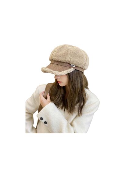 The Casius. Beret for Women Suitable for Cold Season - Beige