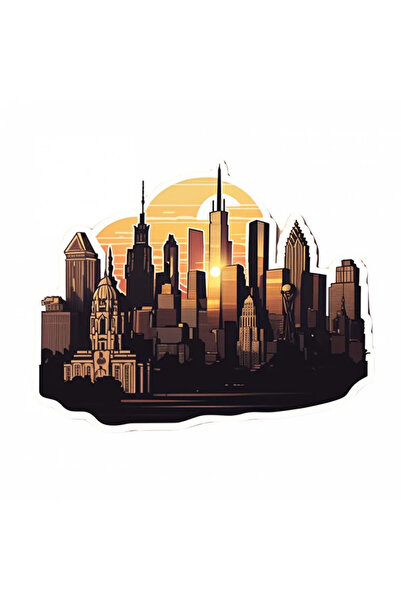 INOVATIX Set de 8 autocolante, Sunset City Skylines, INOVATIX®. 6 cm