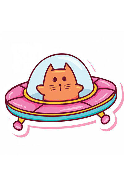 INOVATIX Σετ 8 τεμαχίων, αυτοκόλλητο γάτας σε διαστημόπλοιο, INOVATIX®. 6 εκ.