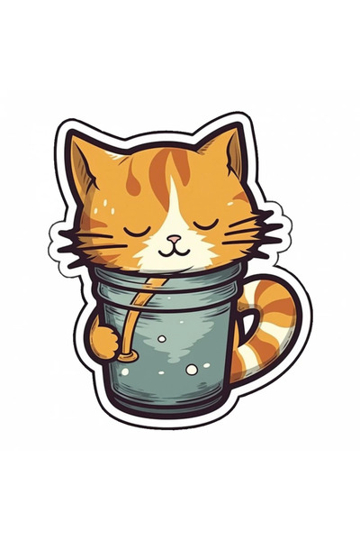 INOVATIX Set de 8 piese, autocolant Pisicuță într-o ceașcă de cafea, INOVATIX...