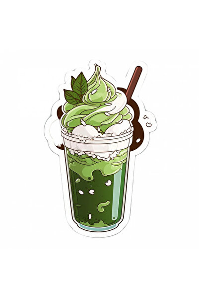 INOVATIX Set de 8, autocolant pahar latte cu matcha glazurat, INOVATIX®. 6 cm