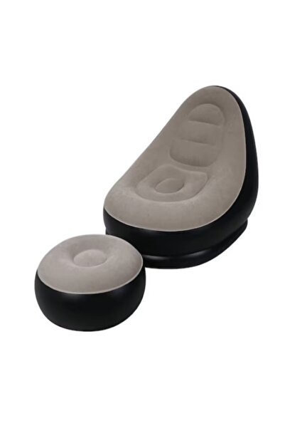 Rovitech Inflatable armchair with footrest, white/black, 130 x 99 x 76 cm