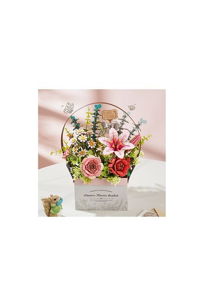 Rolife 3D Puzzle, Wooden Flower Basket, Rowood, 428 pieces