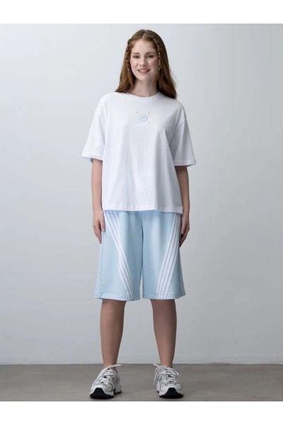 Zekids Girl's Striped Oversize Design Shorts Set