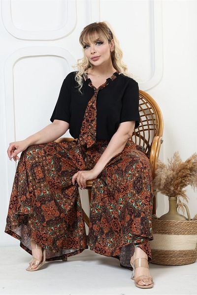 sinemisxxl طقم من قماش منسوج من البلوزة والتنورة والسراويل