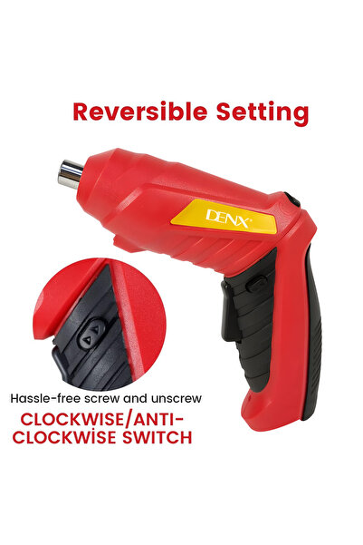 Denx 4.2V Rechargeable Electric Screwdriver Kit with 1300mAh Battery and 40+ Accessories - DX2502