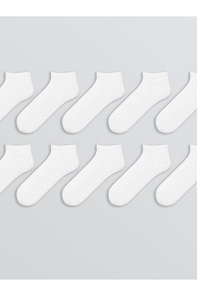 LC Waikiki Lcw Accessories White Men's Booties Socks 10 Pcs