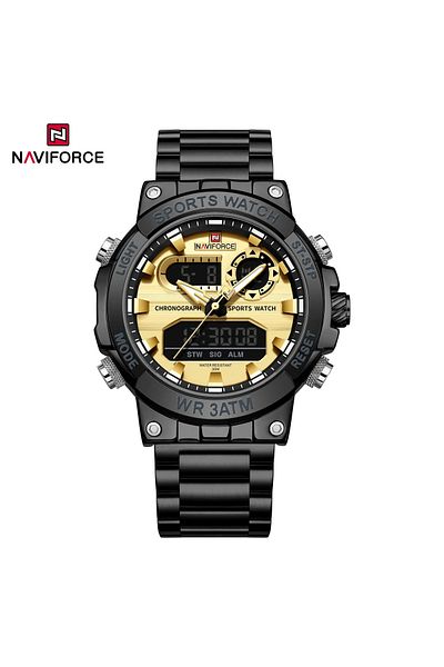 Naviforce Men's Fashion Dual Display Quartz Watch – Waterproof, Multi-Functional, Stainless Steel