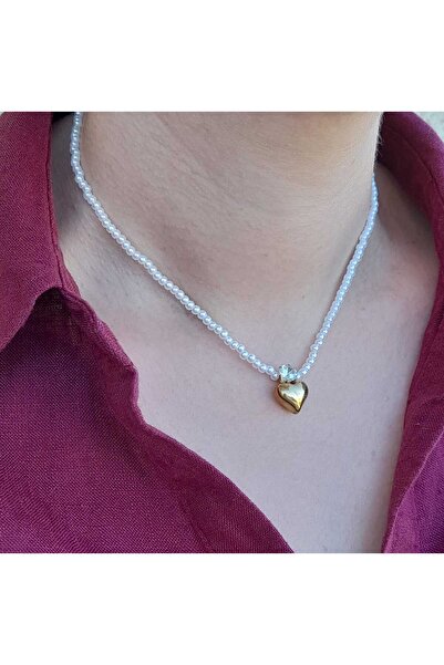 Bubbleatelier قلادة قلب من اللؤلؤ الصلب