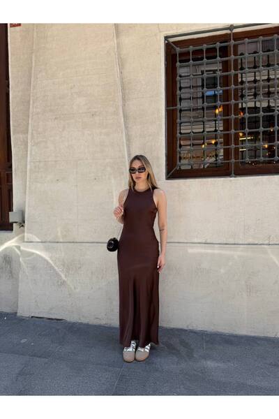 Khloe Halter Neck Satin Fabric Dress