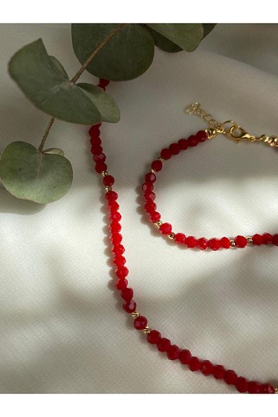 sabiha aksesuar Crystal Bead Necklace and Bracelet