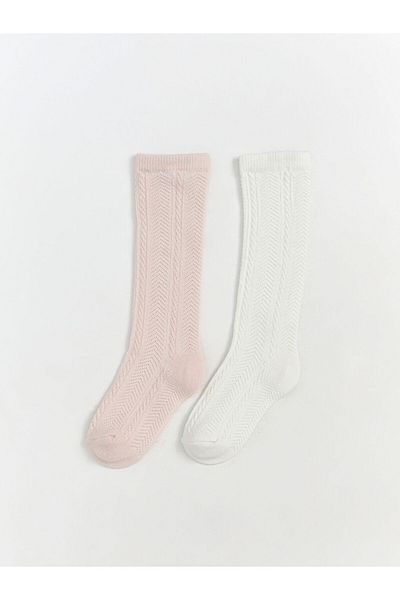 LC Waikiki Lcw Baby Ecru Basic Baby Girl Socks 2-Pack