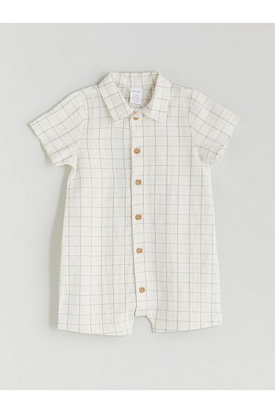 LC Waikiki Lcw Shirt Collar Striped Baby Boy Romper Fast Fashion