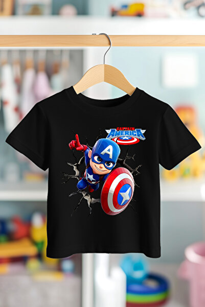 BookOrBook Tricou pentru copii Captain America Shield 100% bumbac de calitate...