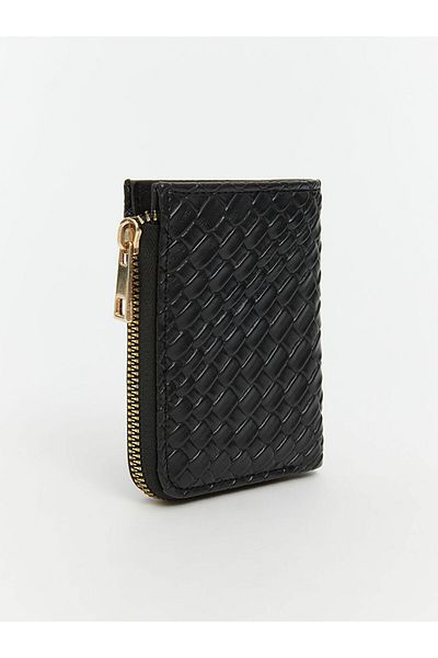 LC Waikiki Black Leather Look Crocodile Patterned Women's Wallet