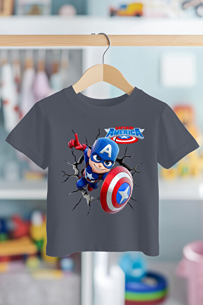 BookOrBook Tricou pentru copii Captain America Shield 100% bumbac de calitate...